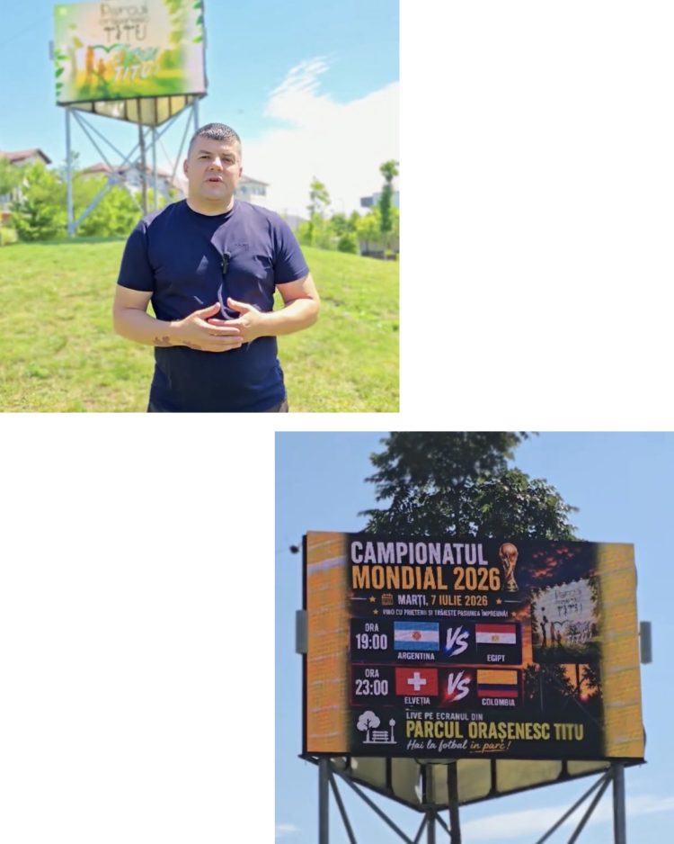 Titu dă startul serilor de fotbal în aer liber! Meciurile Campionatului Mondial 2026 vor fi transmise pe ecranul din Parcul Orășenesc