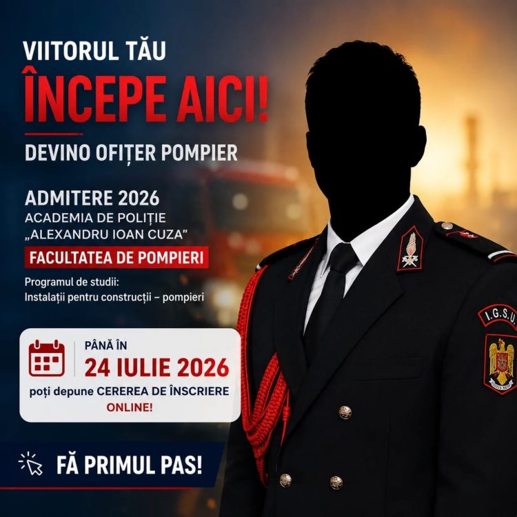 ISU Dâmbovița recrutează candidați pentru Facultatea de Pompieri din cadrul Academiei de Poliție