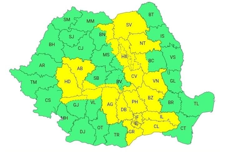 Alertă meteo: Cod Galben de instabilitate atmosferică în Dâmbovița până la ora 21:00