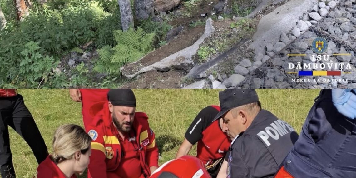 Accident cu motocicleta la Moroeni! O tânără a fost transportată la spital cu elicopterul SMURD