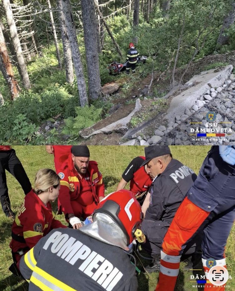 Accident cu motocicleta la Moroeni! O tânără a fost transportată la spital cu elicopterul SMURD
