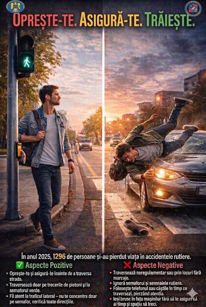 DRUMURI FĂRĂ VICTIME! POLIȚIA DÂMBOVIȚA DECLANȘEAZĂ ROADPOL SAFETY DAYS: PIETONII, ÎN PRIMA LINIE