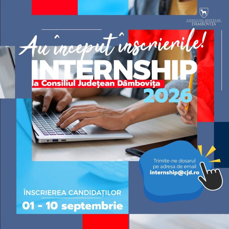 Consiliul Județean Dâmbovița dă startul înscrierilor pentru Internship 2026: 9 posturi disponibile
