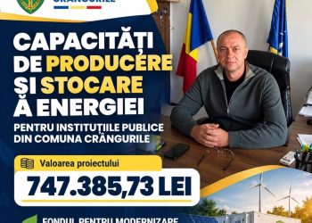Investiție de peste 747.000 de lei în energia verde la Crângurile. Instituțiile publice vor produce energie pentru autoconsum