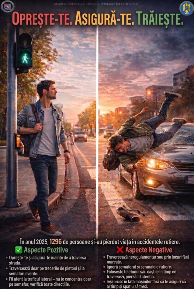Polițiștii rutieri din Dâmbovița, acțiuni pentru prevenirea accidentelor în care sunt implicați pietoni