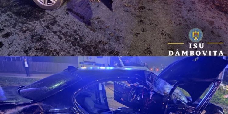 Accident grav în Braniștea! Trei tineri, între care doi minori, au ajuns la spital după ce o mașină a intrat într-un stâlp