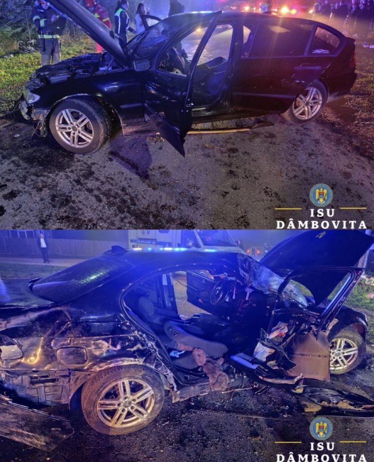Accident grav în Braniștea! Trei tineri, între care doi minori, au ajuns la spital după ce o mașină a intrat într-un stâlp
