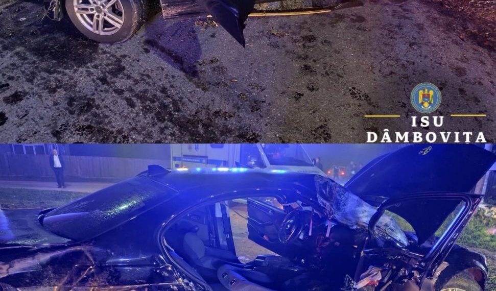 Accident grav în Braniștea! Trei tineri, între care doi minori, au ajuns la spital după ce o mașină a intrat într-un stâlp